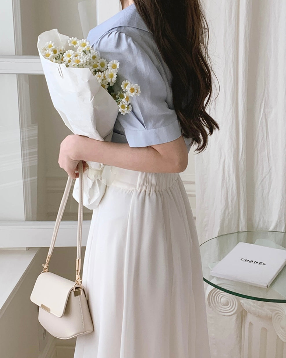 Chiffon Banding Flared Skirt