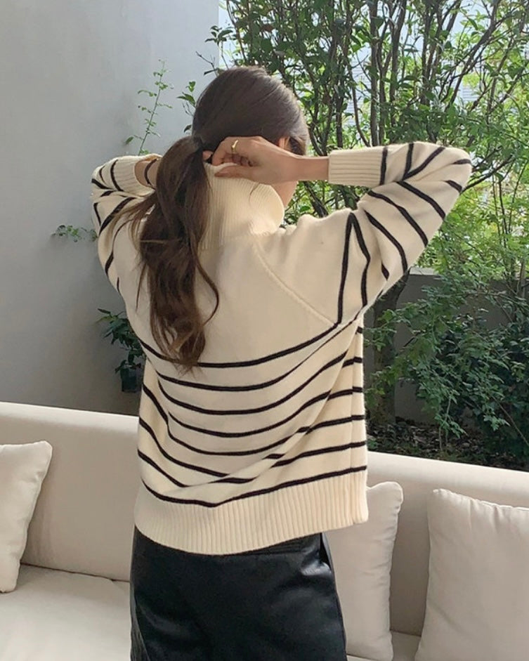 Soy Striped Half Zip-Up