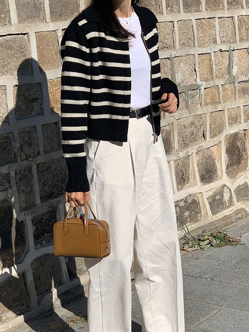 Moni Striped Knit Zip-Up