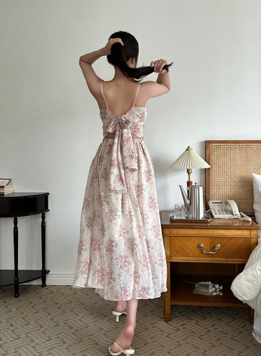Flower Back Ribbon Dress