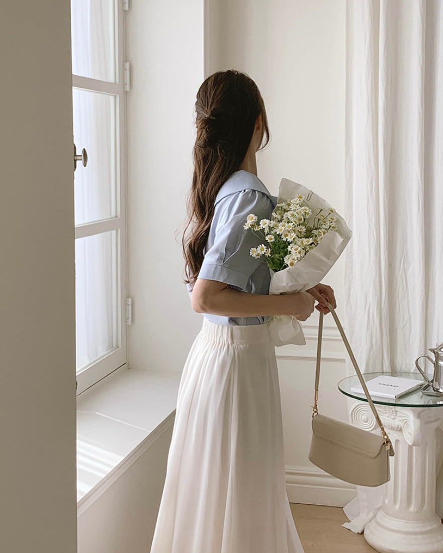 Chiffon Banding Flared Skirt