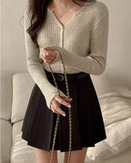 [S,M] A Pleats Belt Skirt Set