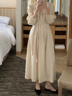 [ Pre-order ] Ribbon Shirring Long Dress