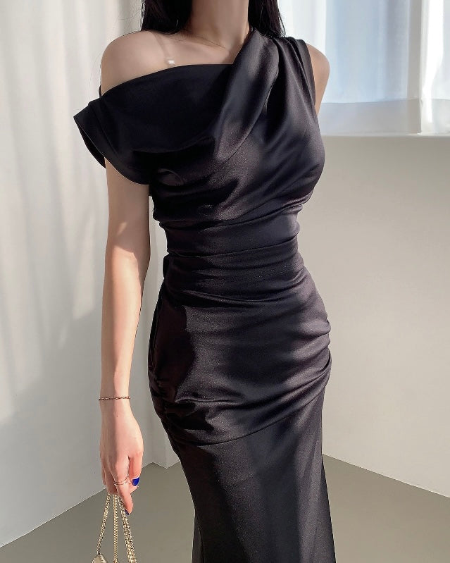 Hip Shirring Long Skirt