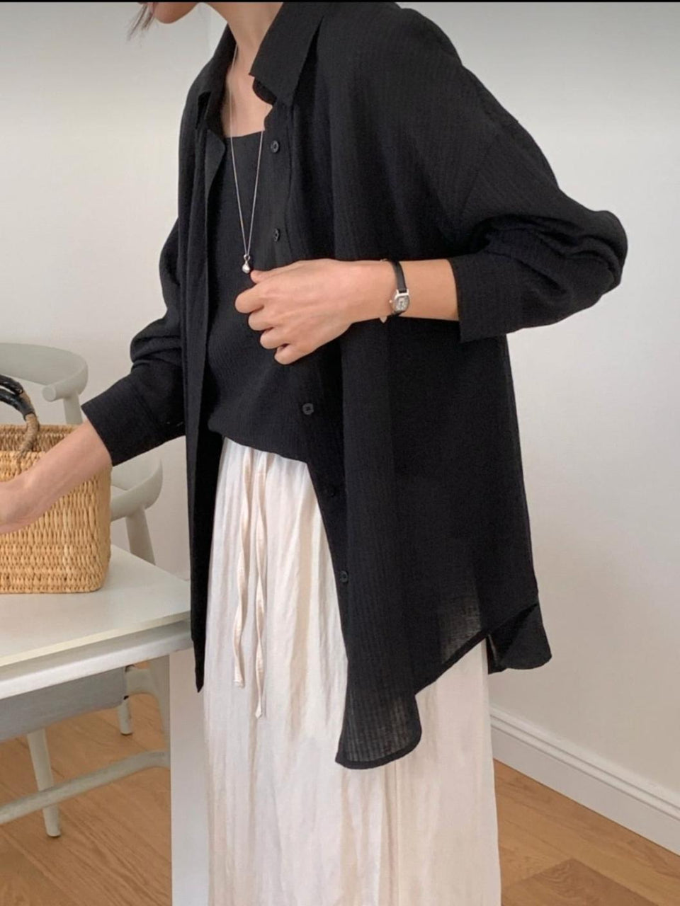 Back Ribbon Oversized Fit Shirt