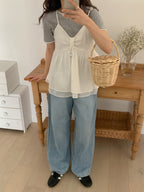 Ribbon Flare Cami Blouse