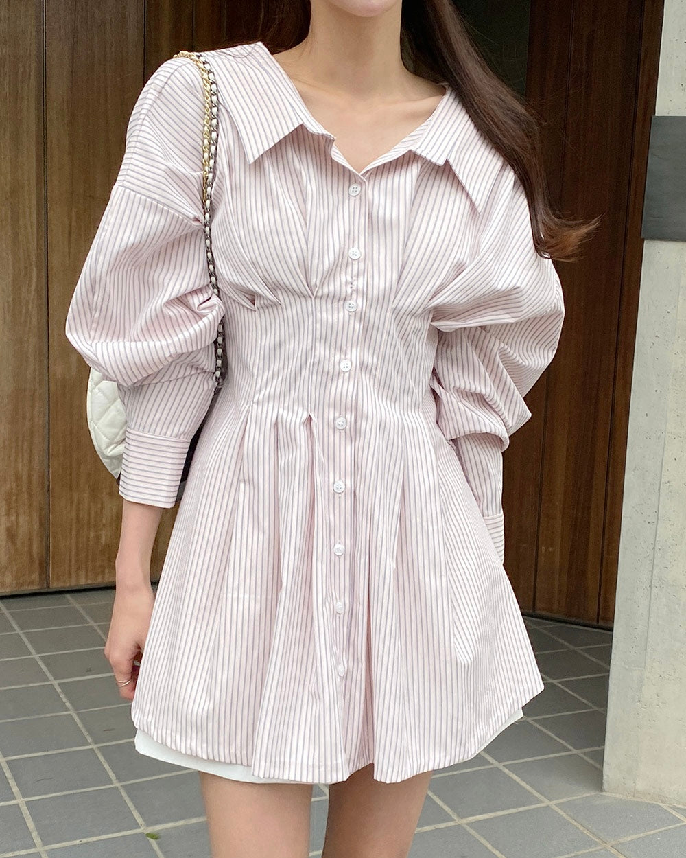 [ Pre-order ] Back Strap Shirt Mini Dress