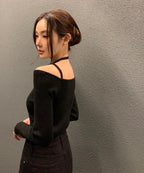 Cathy Ribbed Halter-Neck Knit Top