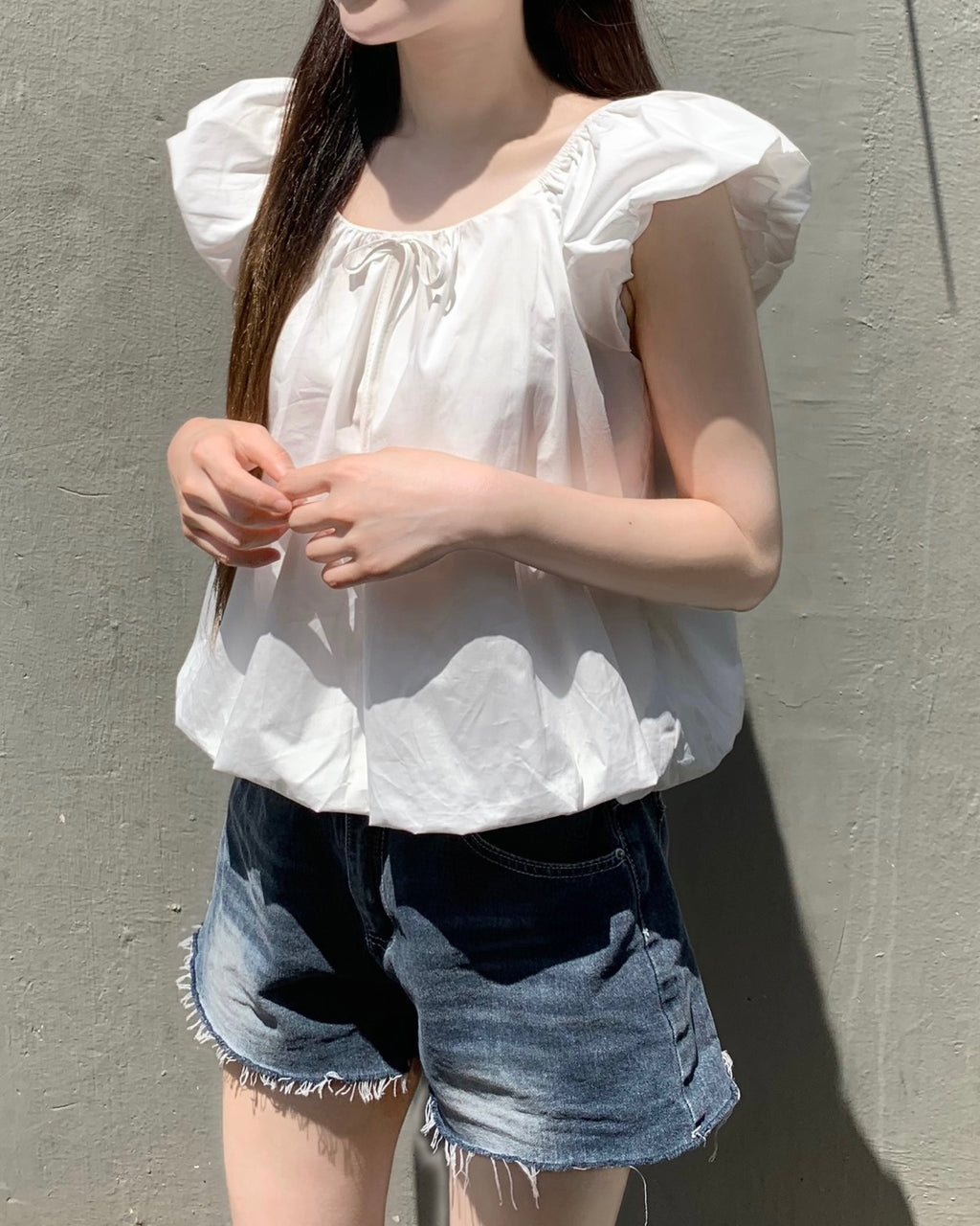 [ Sale Excluded ] Balloon Ribbon Blouse