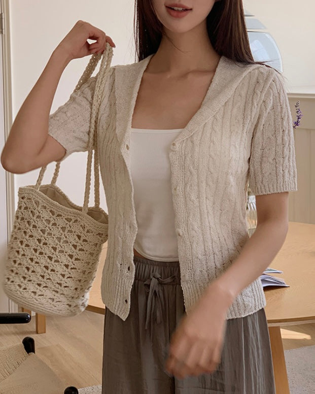 Collar Cable Cardigan