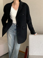 Black 100% Wool Jacket with Padded Vest