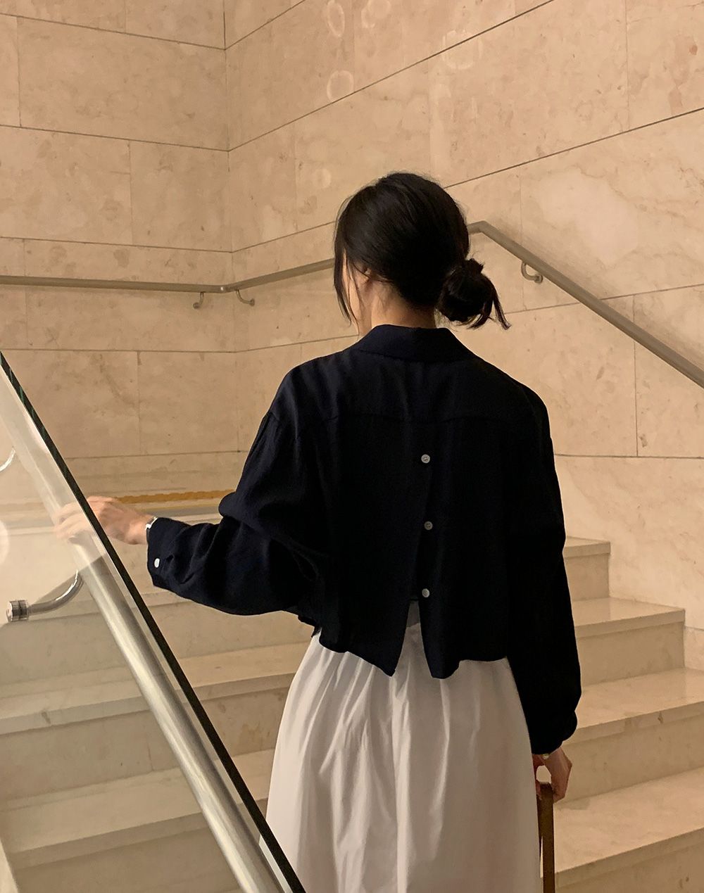 Back Button Cotton Blouse