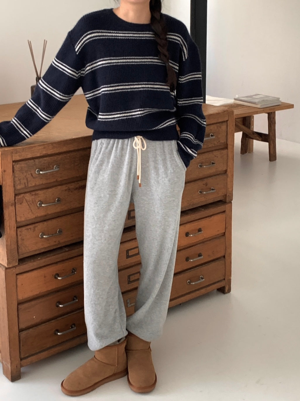 Pipi Striped Knit & Shawl Set