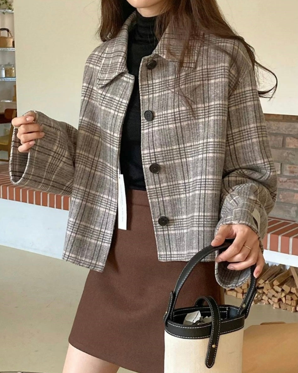 Check Wool Short Jacket