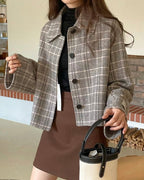 Check Wool Short Jacket