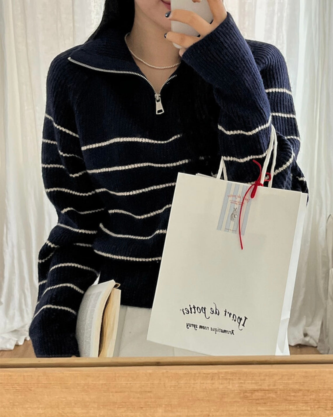 Striped Half Zip-Up
