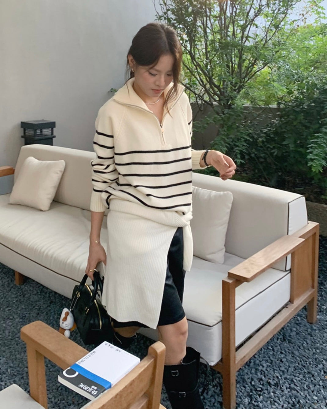 Soy Striped Half Zip-Up