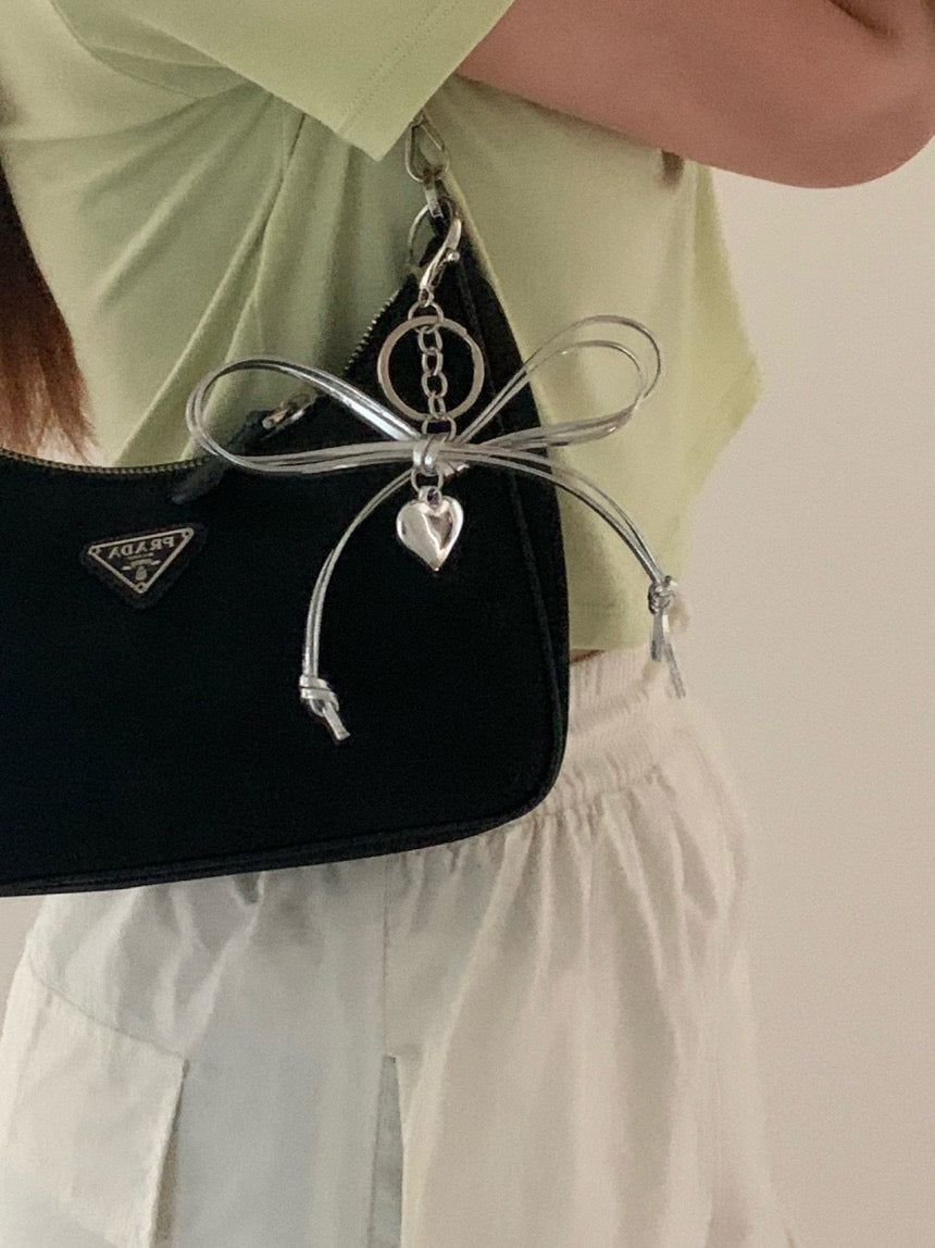 Silver Ribbon Keyring