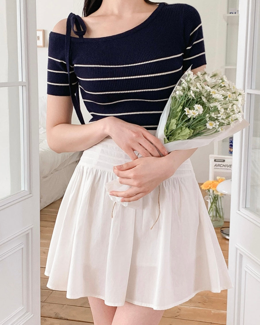 Striped Ribbon Short Sleeves