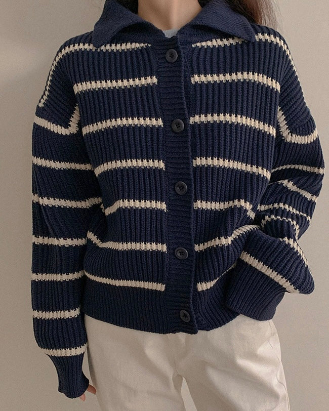Striped Collor Cardigan