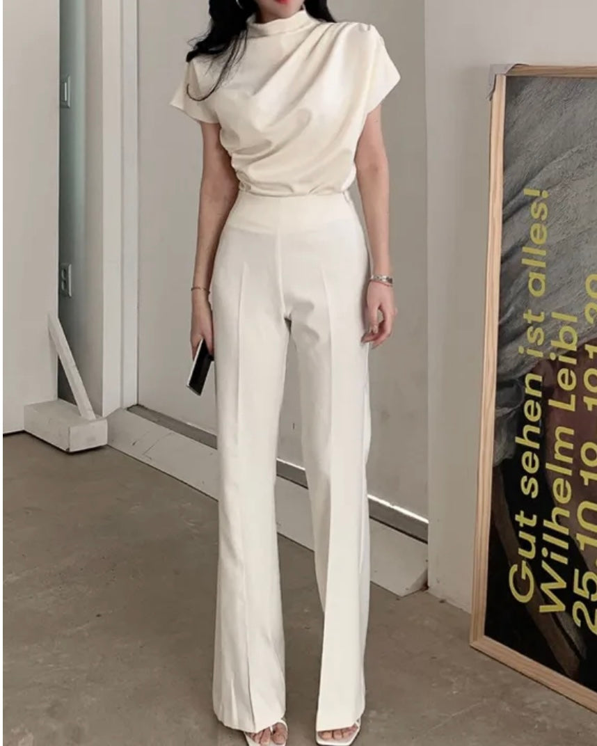 Shirring Half-Neck Top