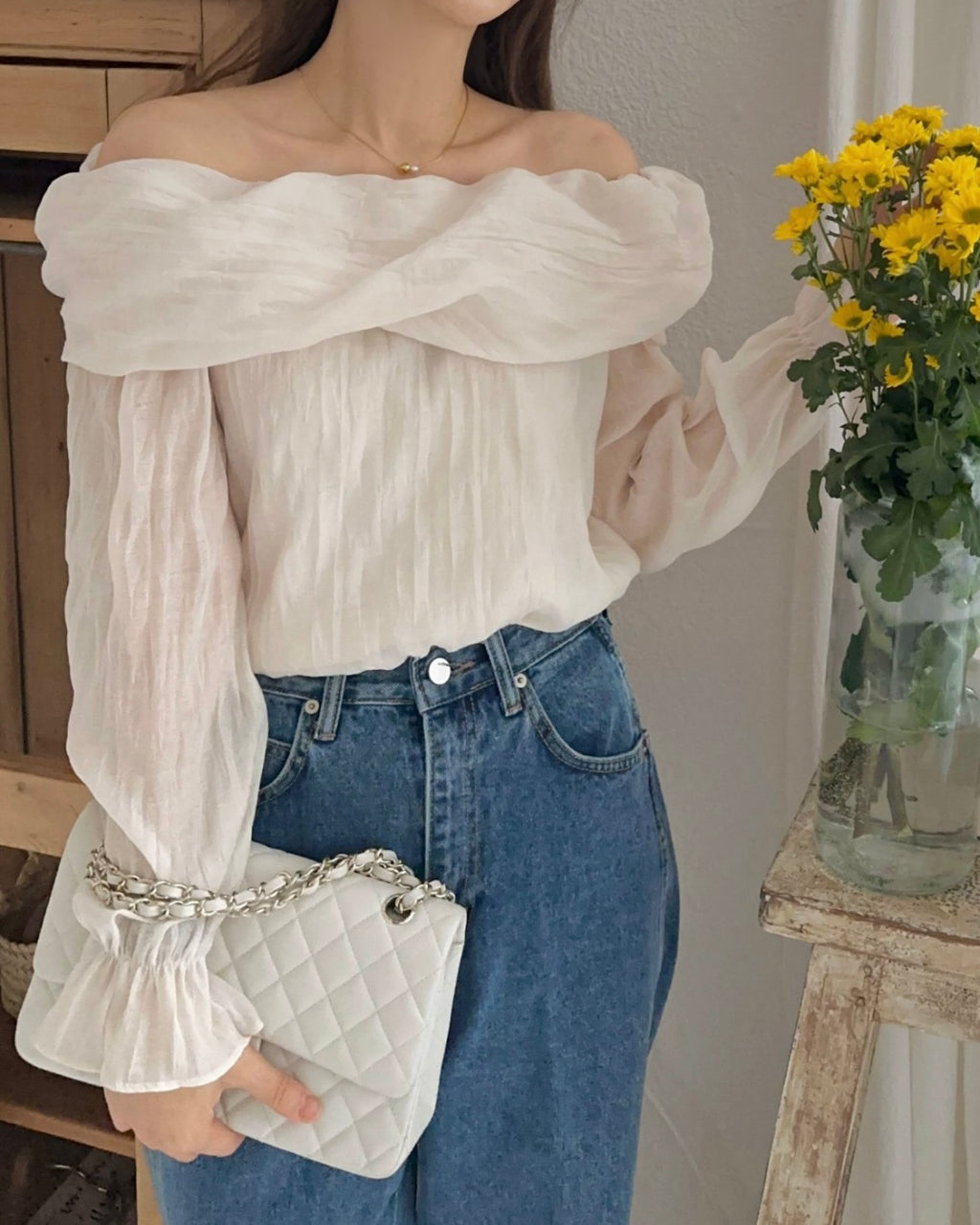 Piano Off-Shoulder Blouse