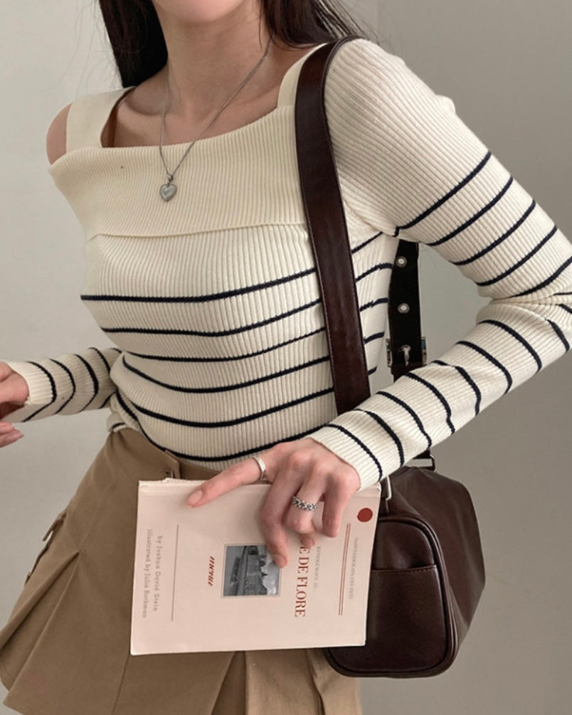 Mia Unbalanced Off-Shoulder Knit Top