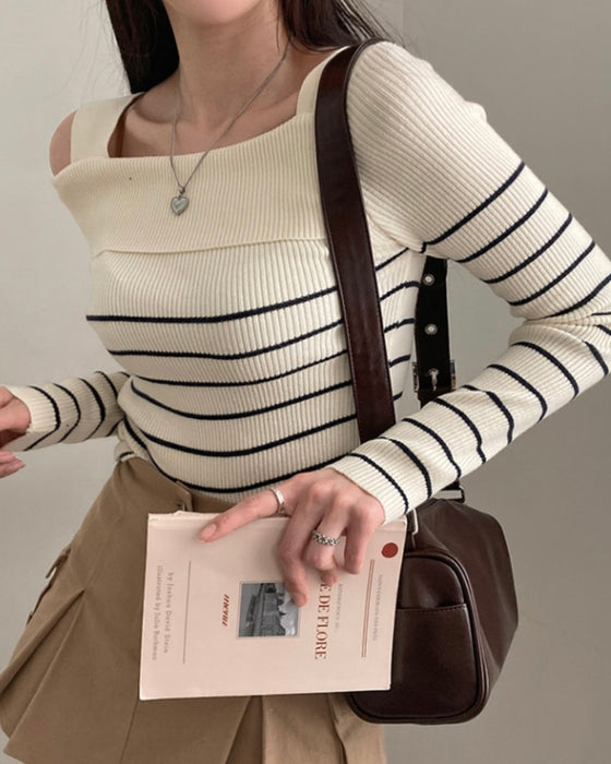 Mia Unbalanced Off-Shoulder Knit Top