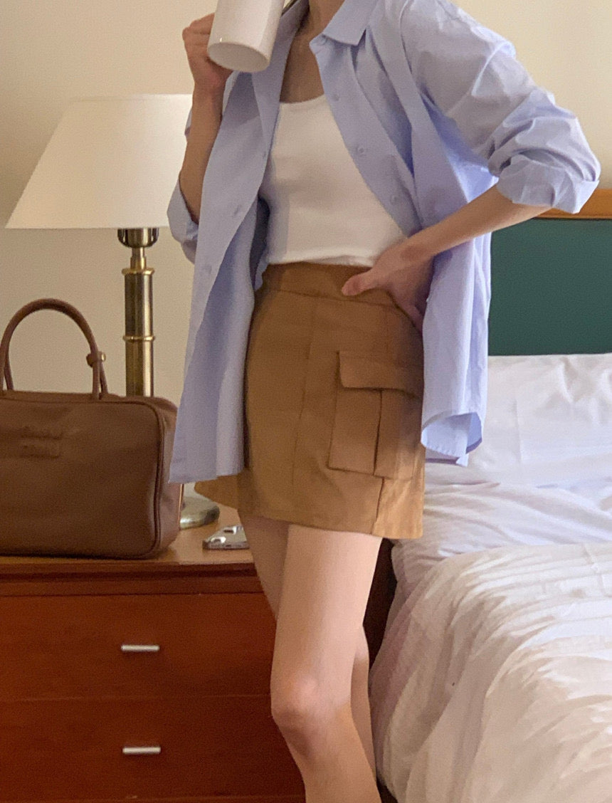 [S,M] Suede Pocket Skirt