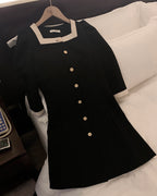 Square-Neck Tweed Dress