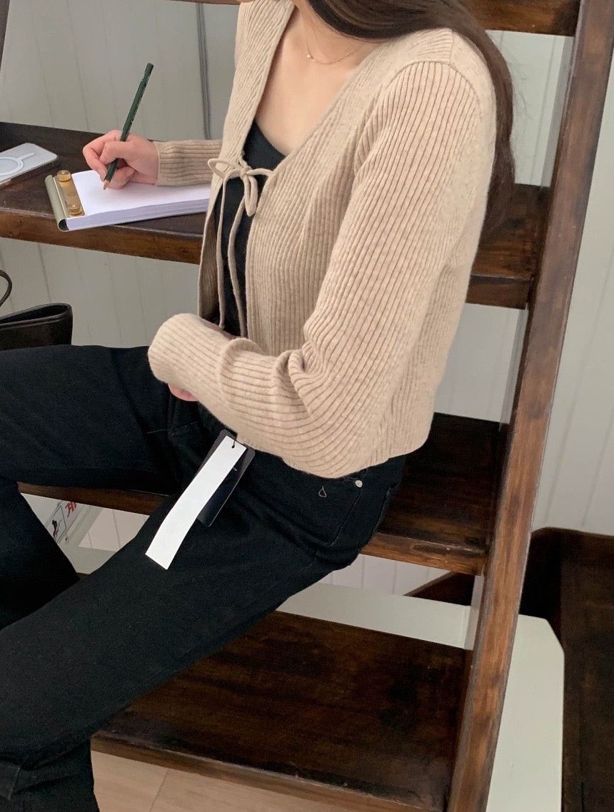 Cashmere Wool Ribbon Cardigan