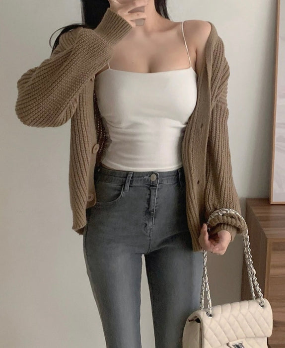 Brushed Shirring Camisole with Built-in Bra