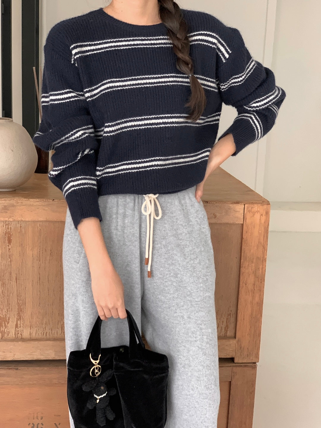 Pipi Striped Knit & Shawl Set