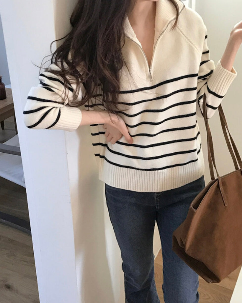 Soy Striped Half Zip-Up