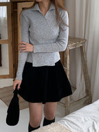 Wrap Collar V-Neck Knit
