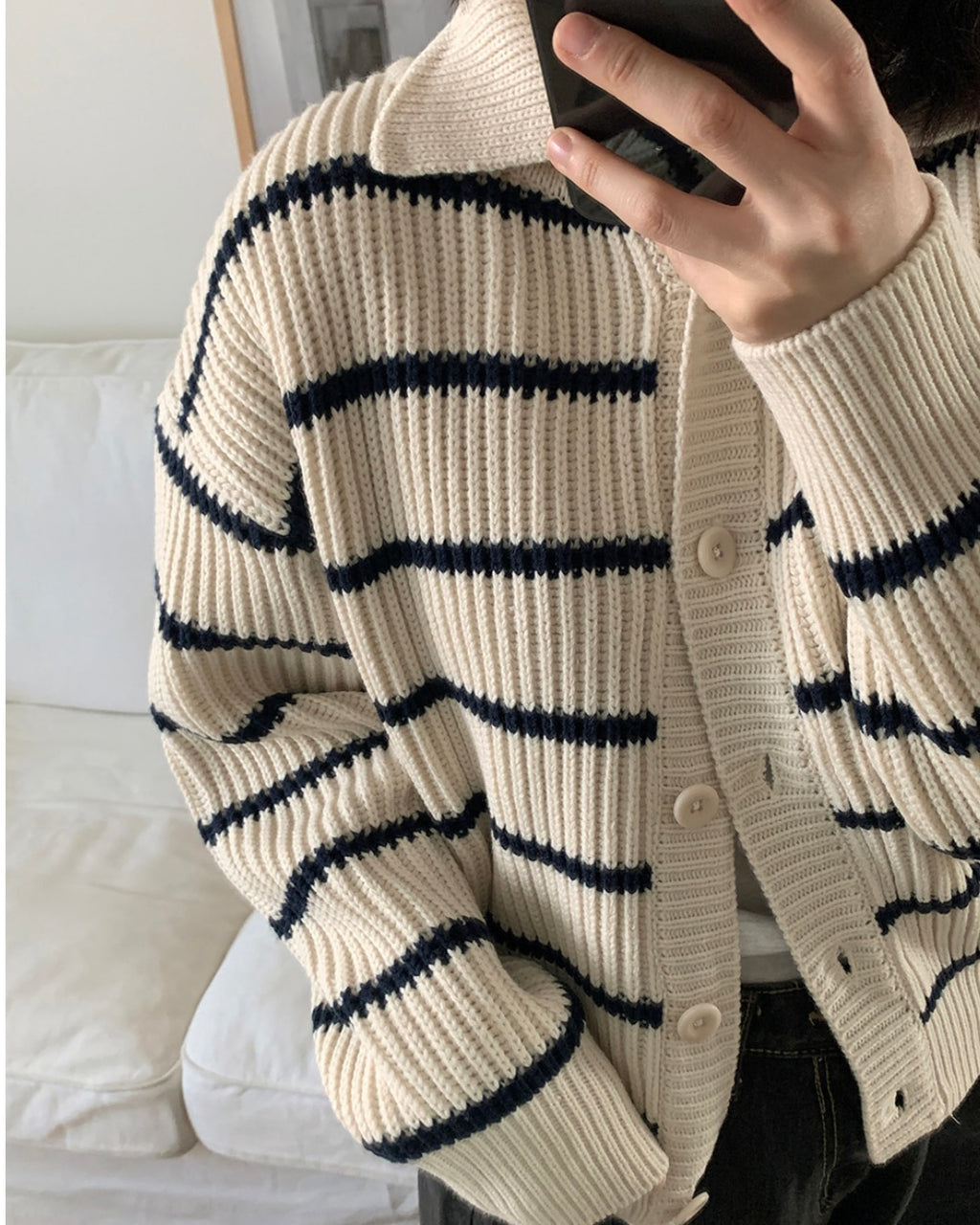 Striped Collor Cardigan