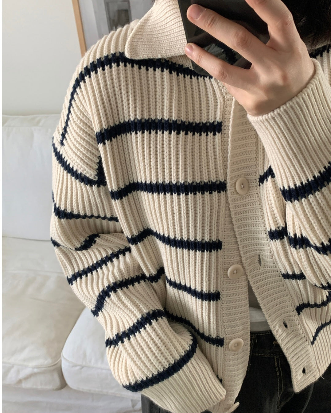 Striped Collor Cardigan