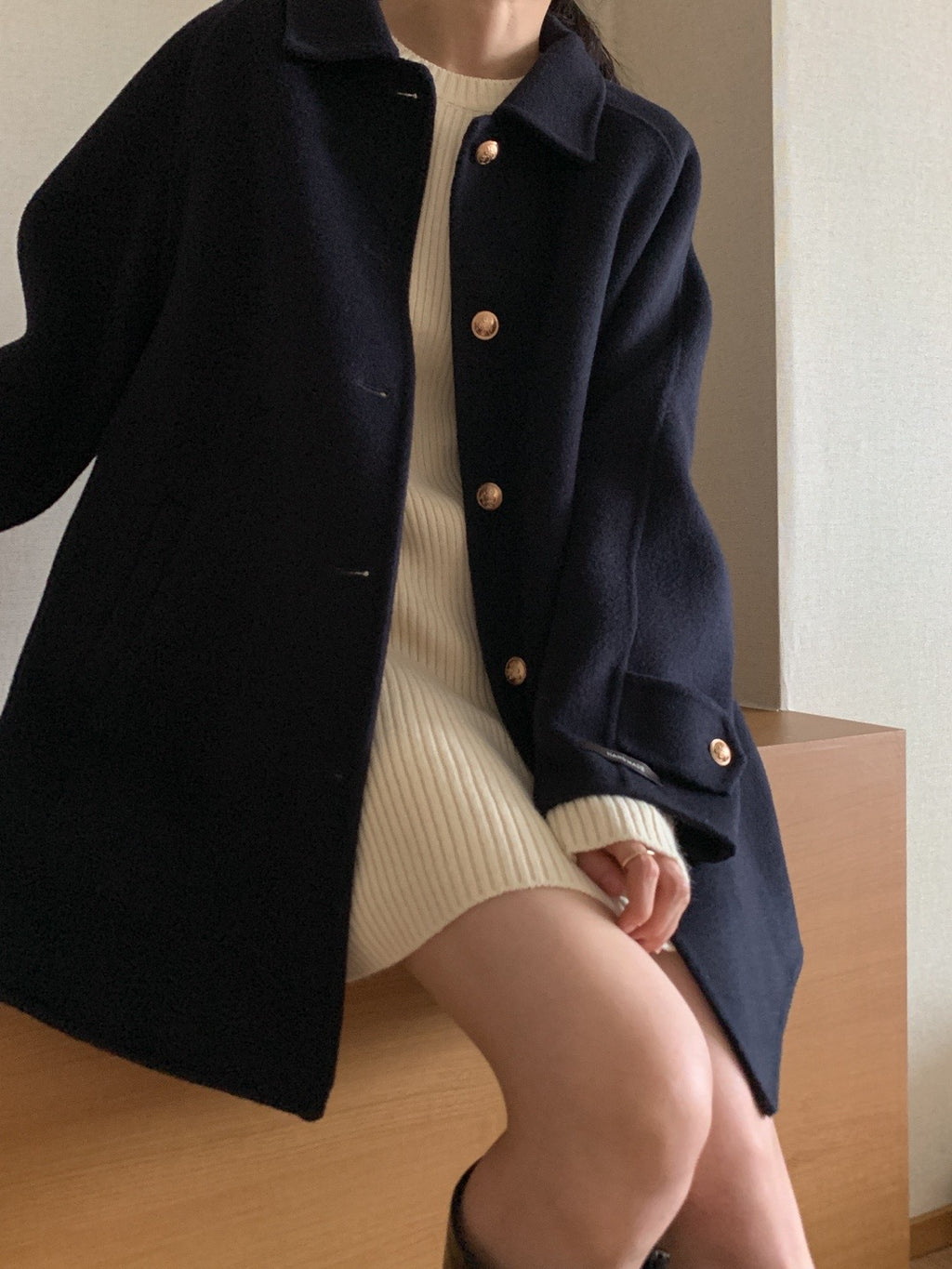 Premium Clair Wool Coat with Inner Padded Vest