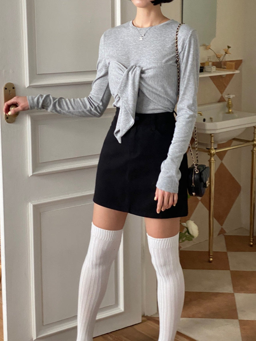 Ribbon Bustier Long Sleeves Tee