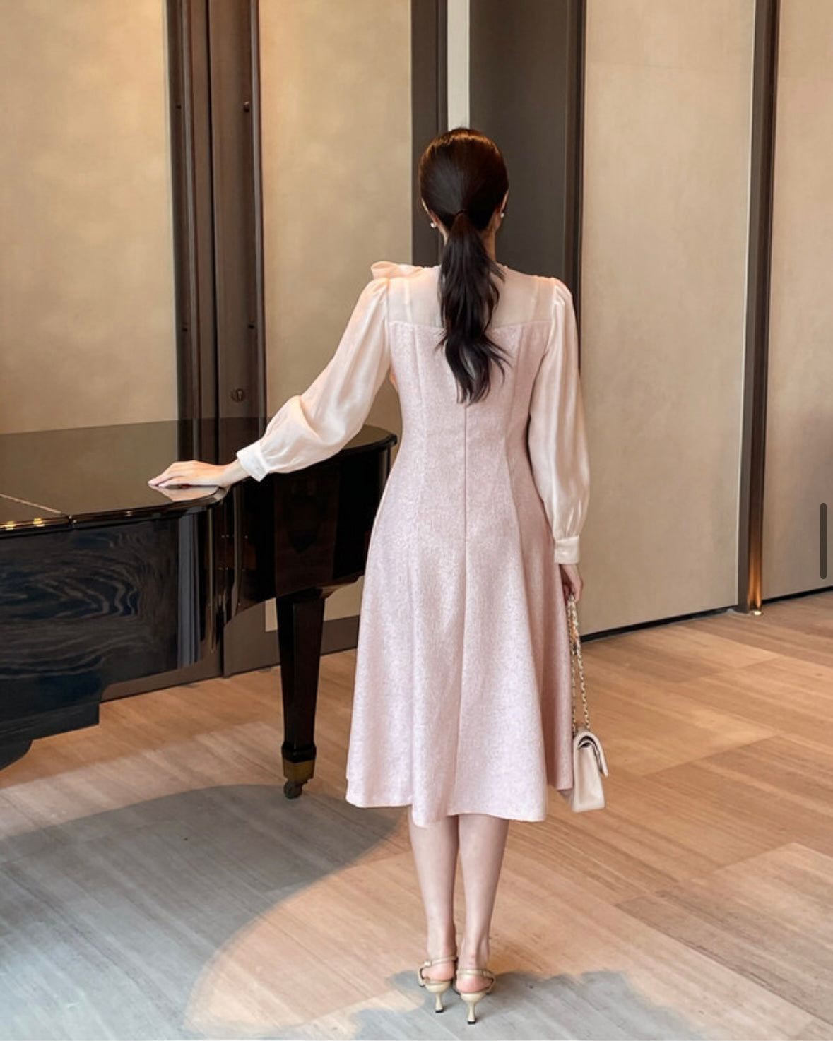 [ Pre-order ] Amelie Pearl Tweed Dress