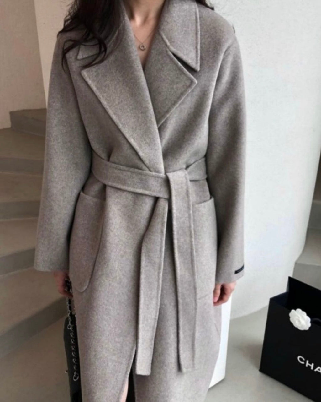 French Grey 90% Wool Coat