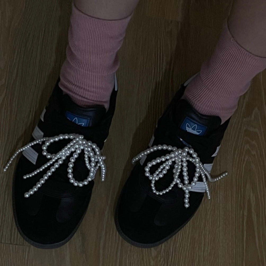 Double Pearl Ribbon Shoe Charm ( 2pcs )