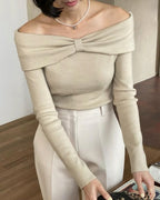 Ribbon Off-Shoulder Knit