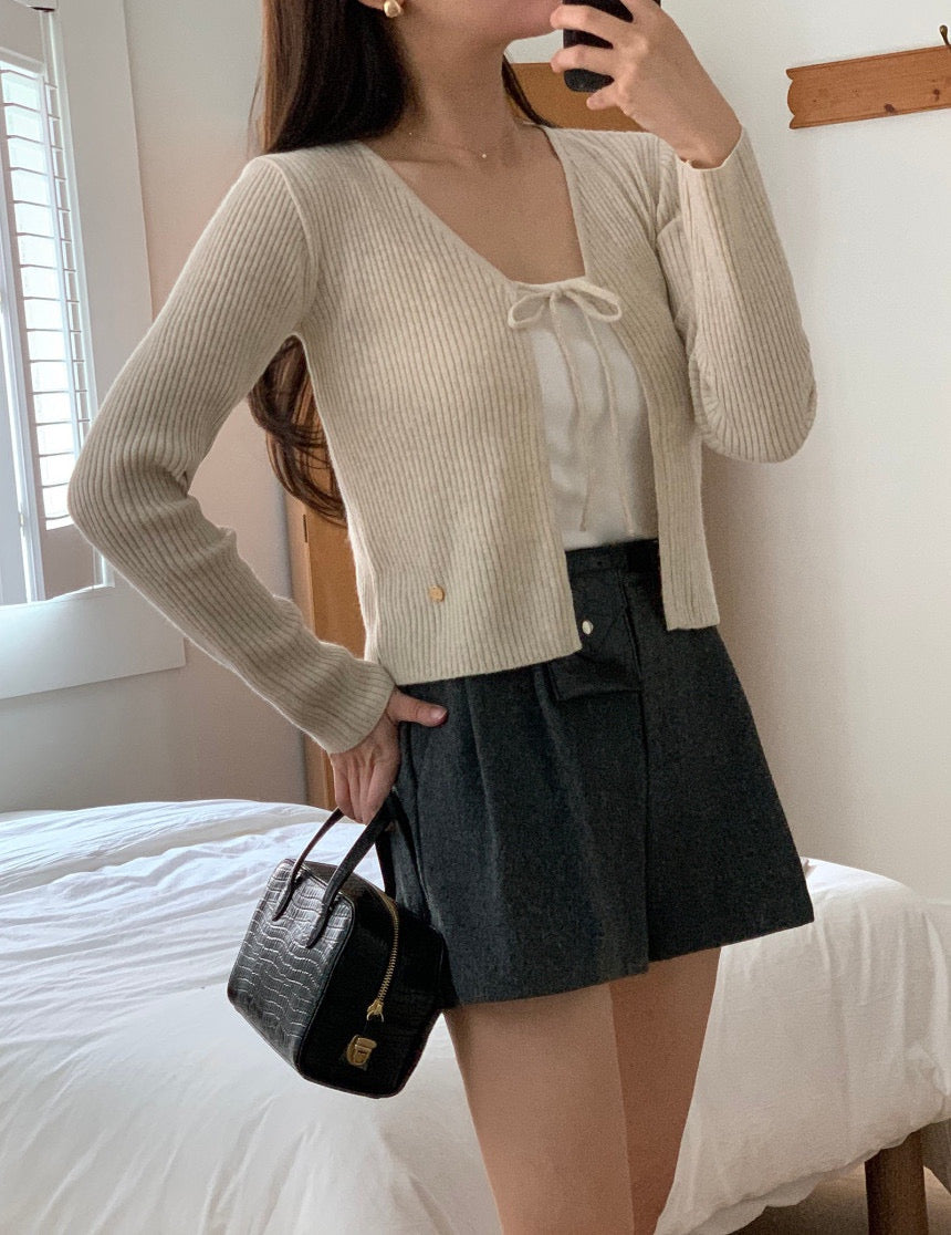 Cashmere Wool Ribbon Cardigan