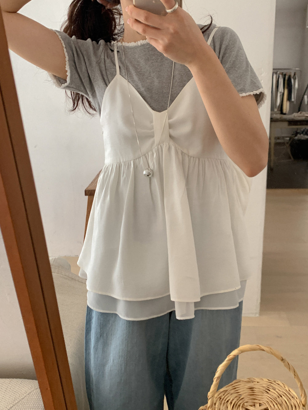 Ribbon Flare Cami Blouse