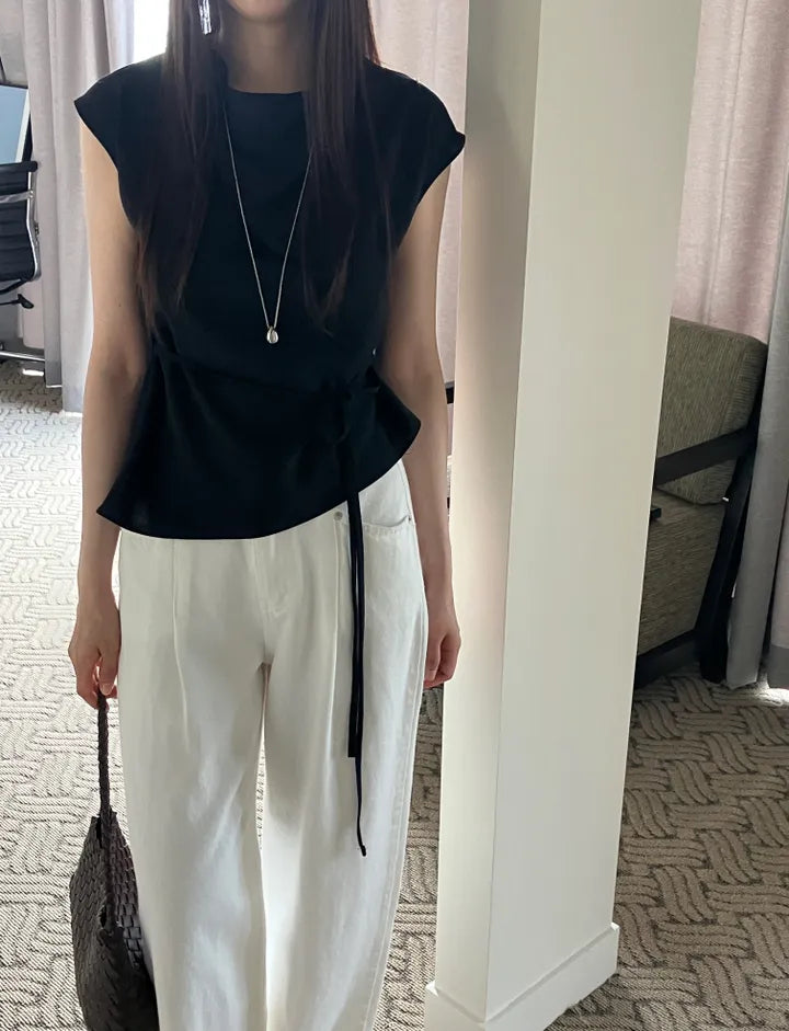 [ Sale Excluded ] Strap Drape Blouse