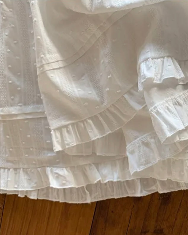Dobby Ruffle Cotton Skirt