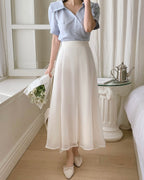 Chiffon Banding Flared Skirt