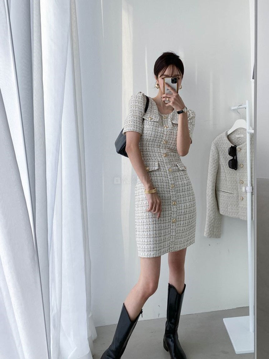 Grey tweed dress hotsell