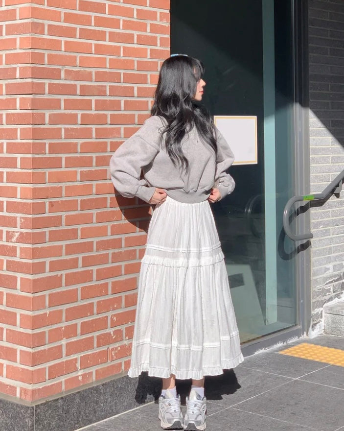 Dobby Ruffle Cotton Skirt